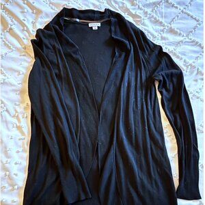 Merona Women's Black Open-Front, Curved- Bottom Cardigan - Size Large